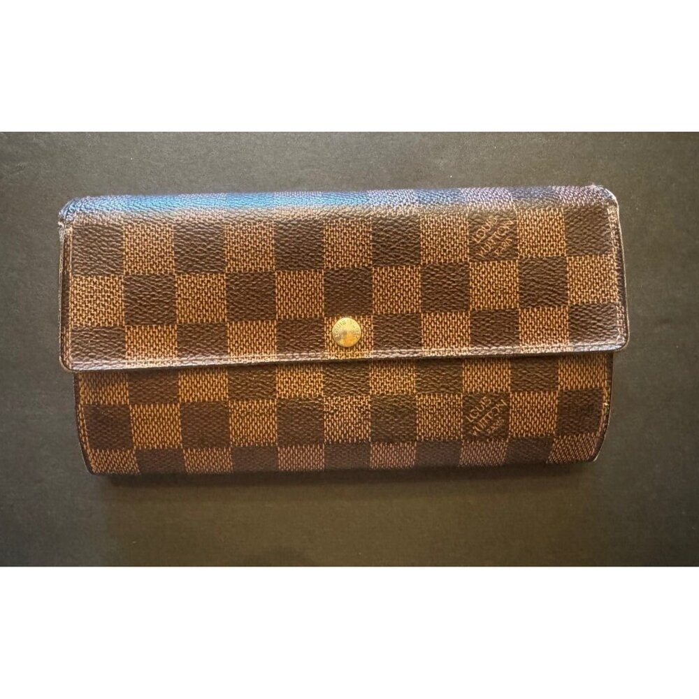 Louis Vuitton Damier Ebene Sarah Long Wallet 100% Authentic
